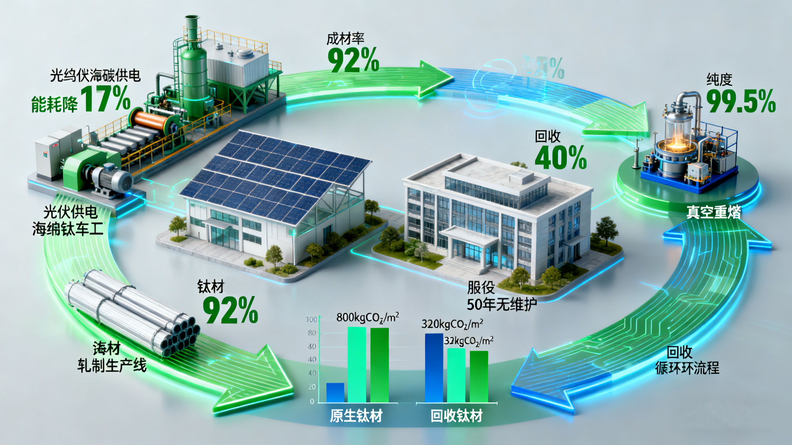 全生命周期低碳：建筑鈦材的綠色生產與循環(huán)利用技術進展 —— 海綿鈦低碳冶煉、構件回收工藝與碳足跡優(yōu)化的產業(yè)實踐